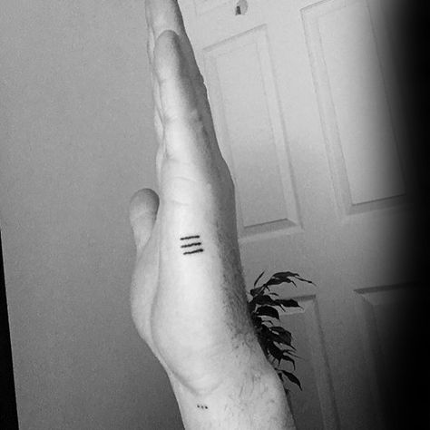 Three Simple Lines Mens Side Of Hand Tattoo Simple Line Tattoo, Herren Hand Tattoos, Side Hand Tattoos, Palm Tattoos, Omerta Tattoo, Back Of Shoulder Tattoo, Incredible Tattoos, Side Tattoos, Hand Tattoos For Guys