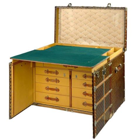 Louis Vuitton 'Malle Bureau' or Desk Trunk. at 1stDibs | malle bureau louis vuitton, steamer trunk desk, louis vuitton desk Inbuilt Desk, Trunk Desk, Traveling Wardrobe, Miniature Theatre, Trunk Ideas, French Dollhouse, Old Luggage, Antique Trunks, Antique Steamer Trunk