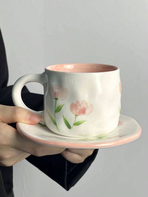 1 conjunto Xícara e pires de café cerâmica estilo nórdico de lótus rosa, caneca cerâmica cilíndrica esmaltada de estilo criativo americano, xícara de chá de grande capacidade para cozinha doméstica, presente de aniversário, bênçãos de feriado Multicolorido    china     Kitchen & Dining, size features are:Bust: ,Length: ,Sleeve Length: Pink Ceramic Bowl, Teacups Aesthetic, Taza Aesthetic, Lotus Ceramic, Holiday Blessings, Porcelain Kitchen, China Kitchen, Ceramic Tea Cup, Pink Lotus