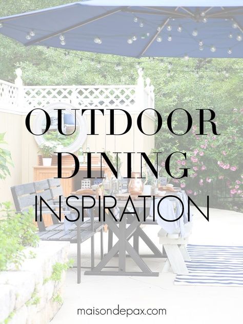 Enjoy magical al fresco dining any time with these inspiring outdoor dining ideas! #outdoordining #patiodining #alfresco Outdoor Dining Ideas, Small Outdoor Furniture, Outdoor Dishes, Teak Table Outdoor, Inspiring Outdoor Spaces, Summer Diy Projects, Beautiful Outdoor Living Spaces, Dining Inspiration, Outdoor Dining Room