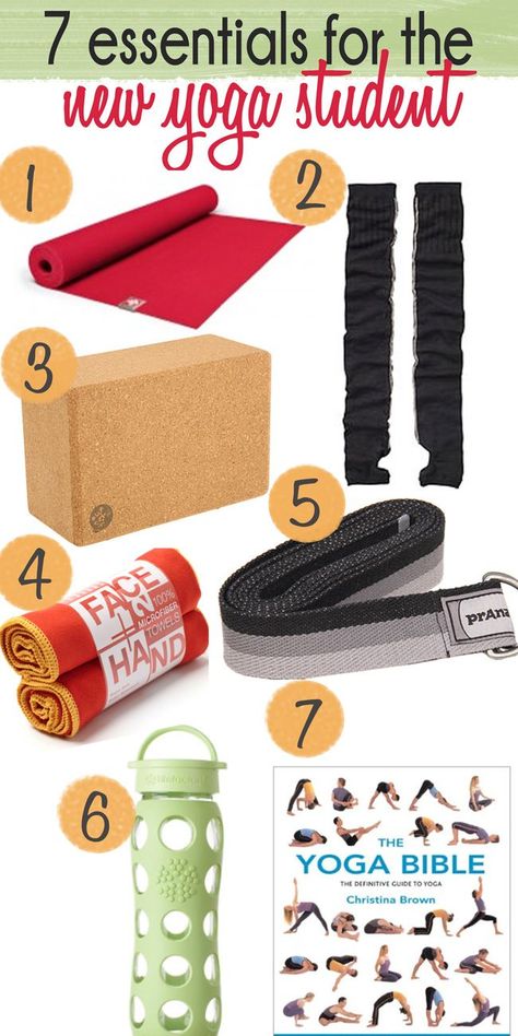 Seven essentials for the new yoga student. Could make great gifts for yogis and aspiring yogis! Yoga Tools Products, Yoga Accessories Products, Yoga Items, Yoga Tools, Namaste Om, Yoga Poses For Men, Ashtanga Vinyasa Yoga, Yoga Products, Yoga Supplies