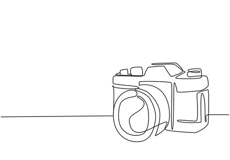 Camera Minimalist Drawing, Camera Line Art, Camera Doodle, Analog Art, Camera Illustration, Graphic Design Vector, Line Camera, Camera Drawing, Classic Photography