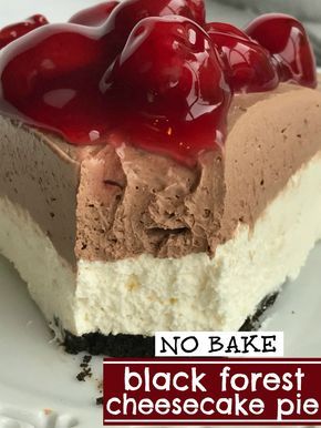 No Bake Chocolate Cherry Dessert, Chocolate Pie Crust Desserts, No Bake Chocolate Cheesecake Recipes, Cream Pies No Bake, Cream Cheese Recipes Dessert Easy, Cheesecake Flavors Ideas, Black Forest Cheesecake Recipe, No Bake Pie Recipes, Chocolate Cheesecake No Bake