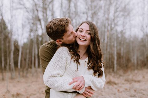 Give her rapid fire kisses all over her face while hugging her from behind. This engagement session was held at James T Slavin and photographed by Julianna Maree Photography. Behind Hugs Pose, Hugging From Behind Reference, Hug From The Back, Back Hug Couple, Hugging From Behind, Couples Prompts, Engament Photos, Hug Pose, Hug From Behind