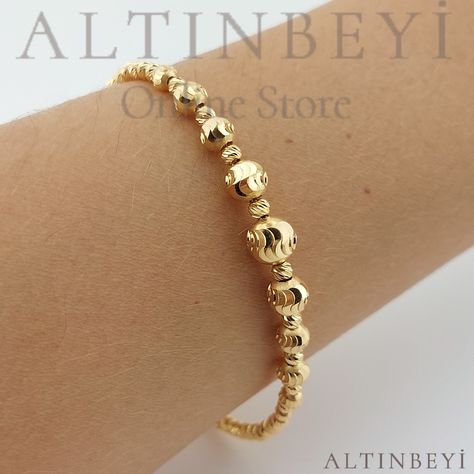 22K Solid Gold Beaded Bracelet - Italian Ball Bead Bracelet - Dainty Gold Beads Gold Beaded Bracelet, Gold Certificate, Yellow Bracelet, Material Selection, Bracelet Dainty, Gold Bead Bracelets, Gift Message, Bead Bracelet, Jewelry Plate