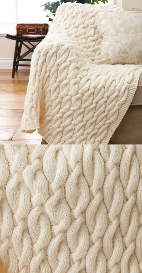 10 + Free Chunky Cable Knit Blanket Pattern to Download NOW! Cabled Blanket Knitting Pattern, Hand Knit Cable Blanket, Cable Afghan Knitting Pattern, Cable Blanket Knitting Patterns, Chenille Knitting Patterns Free, Cable Blankets, Chunky Knit Patterns, Cable Knit Blanket Pattern, Afghan Knitting Patterns