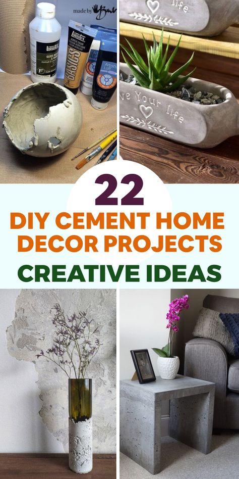 Create stylish and modern home decor pieces by exploring the world of DIY cement projects. Cement offers durability and elegance, making it a versatile material for crafting unique accents like planters, candle holders, coasters, and bookends. Embrace the industrial chic trend in your living space with these hands-on projects that add a touch of urban sophistication. Let your creativity shine as you embark on creating stunning cement decor to elevate the ambiance of your home. Cement Home Decor, Cement Decor, Cement Home, Hanging Wood Shelves, Diy Dining Room Table, Paving Ideas, Diy Cement, Diy Dresser Makeover, Diy Dining Room