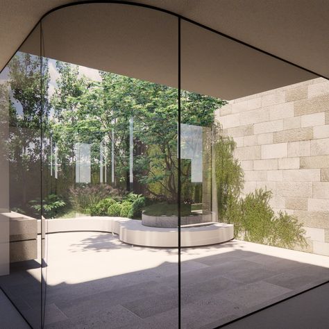 To create movement and flow in this rear courtyard, and to make it feel more generous than it really is, we have proposed a sweeping lounge seating/layered planter. The courtyard sits predominantly atop a basement below so this allows us to bring the garden into areas that would otherwise remain hard surfaces. #landscapedesign#gardendesign#courtyard#melbournegarden#luxuryresidence#alfresco