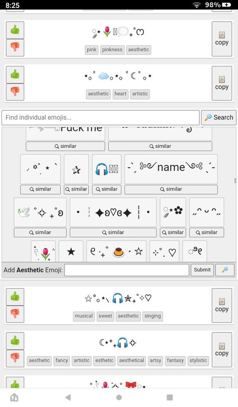 Emoji Combo Website, Cutecore Emoji Combo, Cute Emoji Websites, I Love This Website, Letter Emoji, Emoji Website, Fonts Website, Website Aesthetic, Cute Emoji Combinations