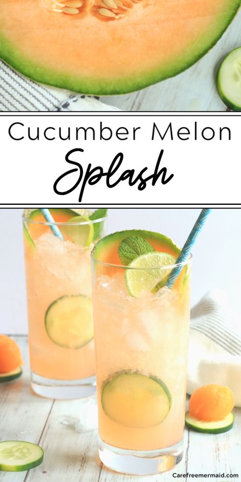 Refreshing Non Alcoholic Summer Drinks, Melon Vodka Drinks, Cucumber Melon Drink, Melon Drinks Alcohol, Cucumber Mixed Drink, Cucumber Vodka Recipes, Cantaloupe Cocktail Recipes, Summer Food And Drink, Cucumber Alcoholic Drinks