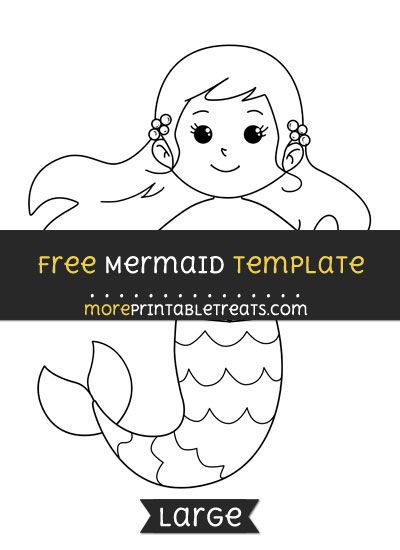 Free Mermaid Template - Large Mermaid Pattern Printable, Mermaid Applique Pattern, Mermaid Outline Templates, Mermaid Template Free Printable, Mermaid Template, Applique Template, Sea Ideas, Ocean Theme Crafts, Pirate Party Invitations