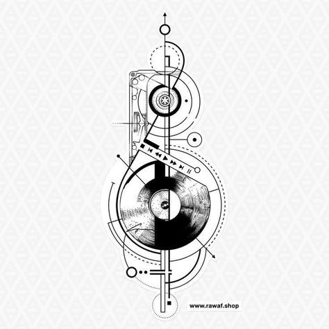 Abstract Music Tattoo Designs, Geometric Music Tattoo Design, Music Tattoo Inspiration, Music Is Life Tattoo Design, Music Geometric Tattoo, Sleeve Tattoos Music, Abstract Music Tattoo, Music Producer Tattoo, Music Tattoo Men