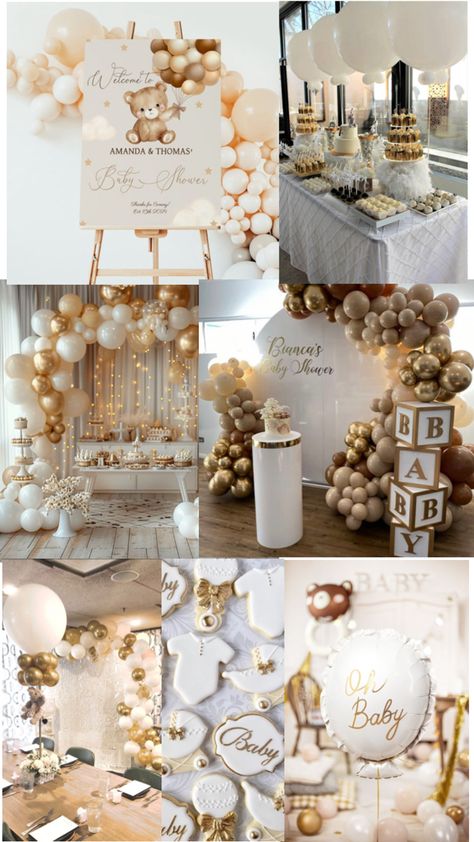 Amanda Thomas, Gold Baby Showers, Baby Shower Decor, Gold Baby, Shower Decor, Baby Shower Themes, Gender Reveal, Baby Shower Decorations, Baby Showers