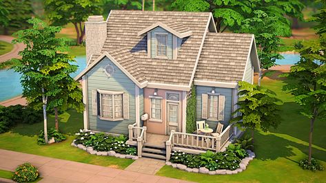 Sims 4 Cottage, Pastel Home, The Sims 4 Lots, Sims 4 Bedroom, Sims 4 House Plans, Sims 4 House Building, Sims 4 House Design, Suburban House, Sims Building