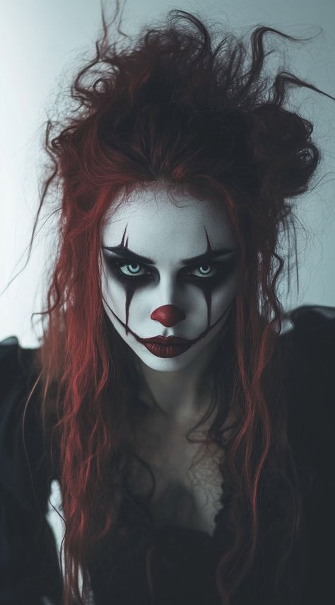 34 Clown Hairstyles: Fun and Frightening Ideas for Your Halloween Costume | LooksNiceOnMe Clown Hairstyles, Red Hair Halloween Costumes, Teknik Makeup, Halloweenský Makeup, Holloween Makeup, Scary Clown Makeup, Horror Halloween Costumes, Creepy Halloween Makeup, Cute Halloween Makeup