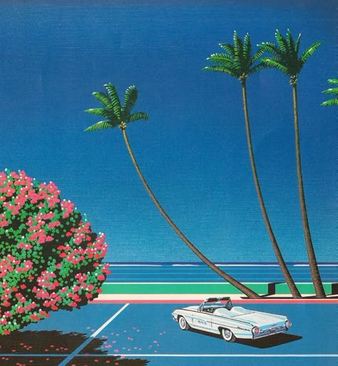 30 Extraordinary Hiroshi Nagai Paintings That Define the Visual Language of ’80s City Pop ~ Vintage Everyday Japan 80's Aesthetic, Vaporwave Anime, Hiroshi Nagai, City Pop, Retro Painting, Pop Illustration, 80s Aesthetic, Original Wallpaper, Retro Futurism