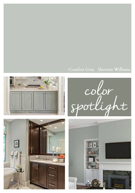 Sw Comfort Gray, Farmhouse Bathroom Paint Colors, Farmhouse Bathroom Paint, Bathroom Paint Colors Sherwin Williams, Sherwin Williams Comfort Gray, Paint Colors Sherwin Williams, Comfort Grey, Color Spotlight, Sherwin Williams Gray