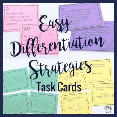 These differentiation strategies in the classroom are perfect for middle school and high school students. I use these ideas in secondary math, but they would even work in elementary. Math Differentiation Strategies, Maths Differentiation, Early Finishers Activities Middle School, Differentiated Instruction Strategies, Differentiation Strategies, Educational Therapy, Differentiation In The Classroom, Literacy Specialist, High School Lesson Plans