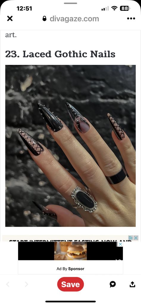 Fishnet Nail Art, Heavy Metal Nail Art, Metal Concert Nails, Rocker Chic Nails, Rocker Nails Punk, Wwe Nails, Heavy Metal Nails, Rock N Roll Nails, Vikings Nails