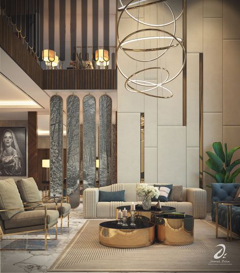 hall design on Behance Double Height Living Room, Luxury Living Room Decor, Loft Interior, Living Hall, Hall Interior Design, Coffee Business, Design Restaurant, Hall Interior, Lobby Interior