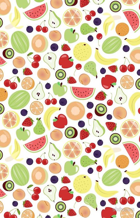 Surface Design Fabric, Fruit Birthday Party, Spring Fruit, Fruit Icons, Vintage Flowers Wallpaper, Wallpaper Doodle, Fruit Wallpaper, Food Backgrounds, Fruit Cocktails