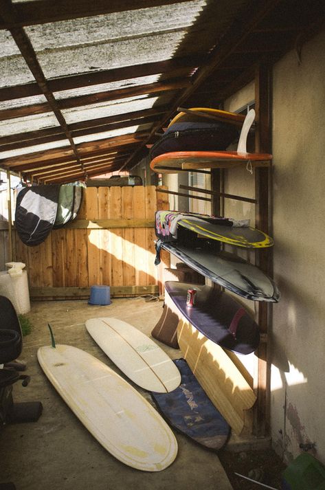 Surfboard Storage, Surf Rack, Gear Room, Surfboard Rack, Gopro Surfing, Kayak Storage, Board Storage, Surf House, Surf Shack