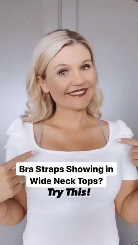 Diy Strapless Bra, Bh Hacks, Bra Hacks Diy, Strapless Bra Hacks, Fix Bra, Wide Neck Top, Boat Neck Shirt, Clothes Hacks, Diy Bra