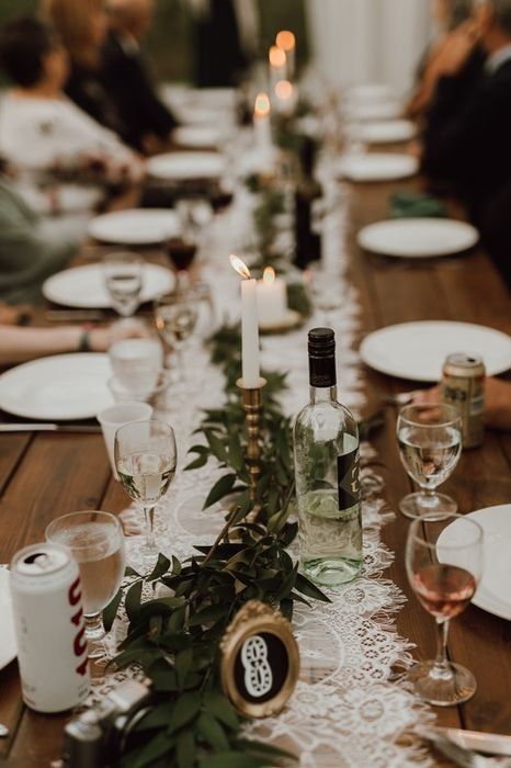 Fall wedding reception decor - lace and greenery runner on reception tables {Kelly Rae Jenken} Fall Wedding Reception Decor, Fall Wedding Reception Decorations, Lace Table Runner Wedding, Greenery Runner, Fall Wedding Reception, Reception Favors, Autumn Reception, Table Runner Wedding, Lace Table Runner