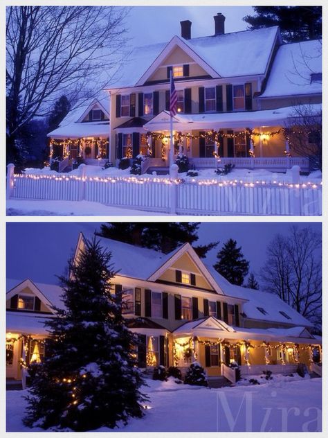 Vermont, Woodstock, B&B, inn, Christmas, The Jackson House Inn Vermont Woodstock, Christmas Inn, Woodstock Vermont, American Christmas, Christmas Romance, New England States, Bed And Breakfast Inn, Christmas Ephemera, New England Homes