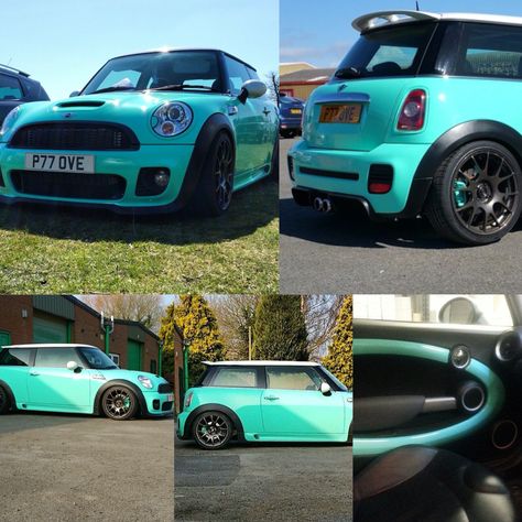 Project car goals! Teal Mini Cooper Mini Cooper Custom Paint, Blue Mini Cooper, Mini Cooper Custom, Mini Ideas, Car Goals, Cyan Blue, Car Ideas, Mini Cooper S, Mini Cooper