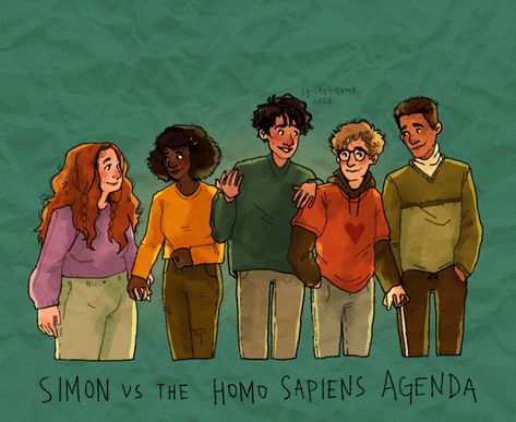 Art by @sg.sketchbook on Insta Simon Vs The Homo Sapiens Agenda, Simon And Bram, Leah On The Offbeat, Homo Sapien, Lgbt Book, Becky Albertalli, Love Simon, Books Aesthetic, Book Things