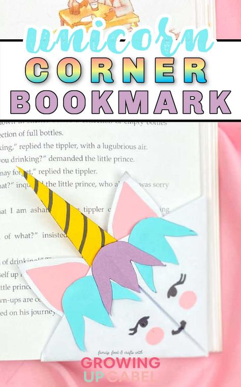 Unicorn bookmark on a book Unicorn Bookmark, Bookmark Easy, Origami For Kids, Diy Unicorn, Corner Bookmark, Origami For Beginners, Kids School Supplies, Origami Love, Bookmark Craft