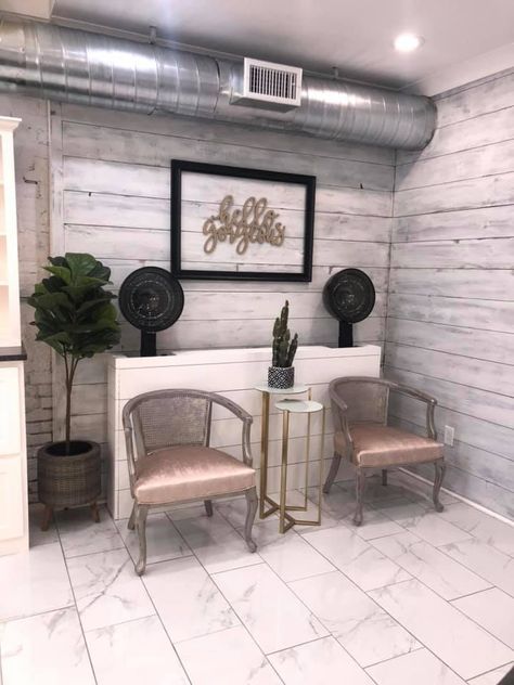 Salon Hair Dryer Area Ideas, Hair Salon Dryer Area, Hair Studio Ideas Small Spaces Luxe, Hair Salon Processing Area, Boho Salon Suite Hair Styling Tools, Hair Dresser Work Station, Salon Dryer Area Ideas, Wall Mounted Hair Dryer Salons, Business Vibes