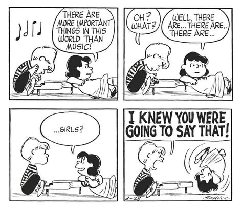 Linus Peanuts, Romance Enemies To Lovers, Peanuts Snoopy Comics, Charlie Brown Comics, Madonna Concert, Charles Shultz, Snoopy Stuff, Trumpet Music, Lucy Van Pelt