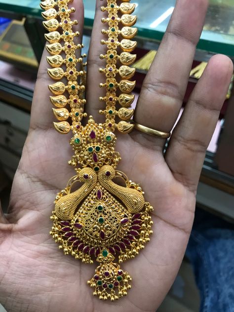 Mango Haram Designs Gold Latest Long, 40 Grams Gold Haram Designs, 40grams Gold Haram, Haram Designs Gold Latest, Gold Haram Designs, Haram Designs, Gold Haram, Long Haram, Neck Pieces Jewelry