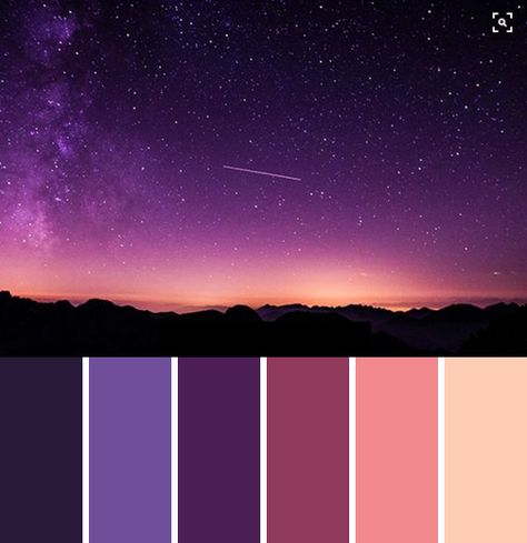 Purple Sky Color Palette Purple Indigo Color Palette, Dark Magic Color Palette, Color Palette Space Theme, Moonlight Palette, Magical Color Palette, Star Color Palette, Twilight Color Palette, Silence Glaive, Sky Color Palette