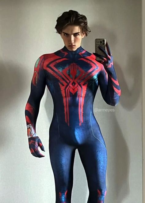 Spider Man 2099, Asian Male Model, Men Abs, Spiderman Cosplay, Lycra Men, Cute White Guys, Hot Asian Men, Male Cosplay, Super Hero Costumes