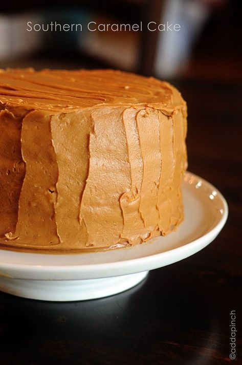 Southern Caramel Cake - This delicious cake with out-of-this-world caramel frosting is very special....and very delicious! Such a loved cake in our family for many, many years! // addapinch.com #caramelcake #southerncaramelcake #caramel #bestcaramelcake #addapinch Southern Caramel Cake, Caramel Buttercream Frosting, Caramel Cake Recipe, Caramel Icing, Caramel Buttercream, Buttercream Frosting Recipe, Caramel Cake, Think Food, Homemade Caramel