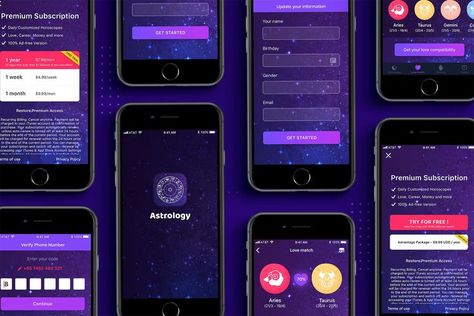 Zodiac Astrology App UI Template SKETCH Astrology Apps, Astrology App Icon Aesthetic, Astrology Design Inspiration, Astrology App, Astrology Templates, Astrology App Design, Best Astrology Apps, App Template Design, Zodiac Signs Elements