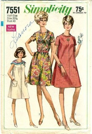 Simplicity 7551 Tent Dress 1968. Tent Dress Pattern, Simplicity Sewing Patterns Dresses, Tent Dresses Pattern, Sewing Patterns Dresses, Simplicity Patterns Dresses, Dresses By Pattern, 60s 70s Fashion, 60s And 70s Fashion, Costume Sewing Patterns