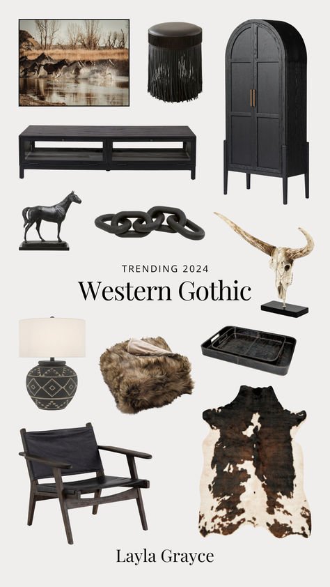 Explore the haunting allure of Western Gothic interiors: where rustic charm meets dark elegance, creating a mysterious and captivating home aesthetic. Gothic Western Home Decor, Rustic Gothic Home Decor, Western Gothic Decor, Modern Gothic Home, Gothic Western, Western Goth, Western Gothic, Modern Gothic, Dark Elegance