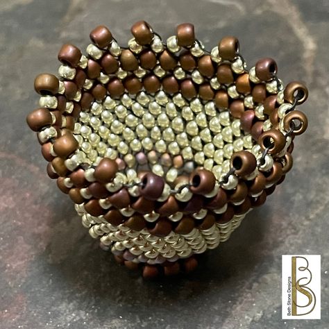 This seed bead stitched basket is one of several I have recently created using a stitch start that I developed. Beth Stone Designs Bead Stitching, Stone Design, Seed Bead, Bead Work, Seed Beads, Seeds, Beads, Stone, Design