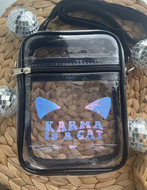 New made to order! Karma is a cat Taylor swift stadium bag| Eras tour | swiftie merch | concert bag by Withlovelauraa on Etsy Taylor Swift Stadium, Eras Tour Stadium, Cat Taylor Swift, Concert Bag, Swiftie Merch, Karma Is A Cat, Concert Bags, Stadium Bag, Taylor Swift Concert