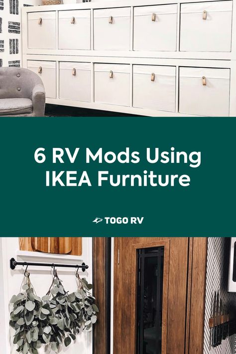 Up your decor game without adding extra weight or expense with these IKEA RV remodel hacks. Ikea For Campers, Rv Ikea Storage, Adding Storage To Camper, Ikea Travel Trailer Hacks, Ikea Rv Ideas Travel Trailers, Ikea Hacks For Rv Living, Rv Dresser Ideas, Rv Mudroom, Rv Ikea Hacks