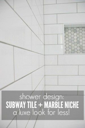 Looking to transform your bathroom?! Check out this shower tile design using white subway tile and marble tile niche! #Bathroom #BathroomDesign #Tile #SubwayTile #DIY Tile Niche, Subway Tile Showers, Master Shower, Bad Inspiration, Shower Niche, Master Bath Remodel, White Subway Tile, Shower Tile Designs, Subway Tiles