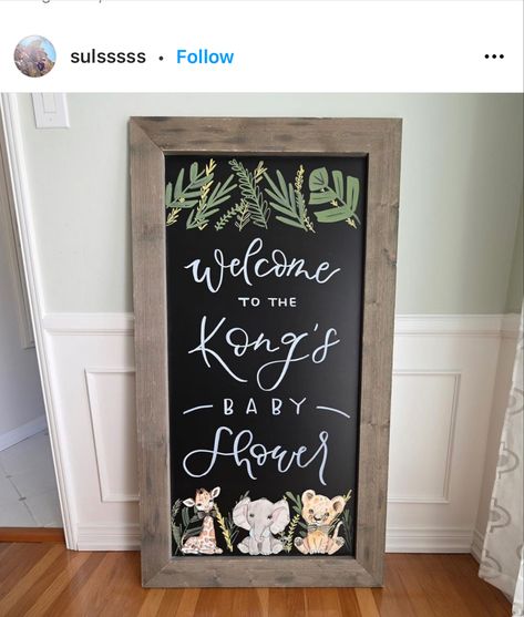 Safari Chalkboard Sign, Baby Chalkboard Signs, Baby Shower Chalkboard, Wild Baby Shower, Chalkboard Party, Auntie Era, Adventure Awaits Baby Shower, Chalkboard Writing, Chalk Sign