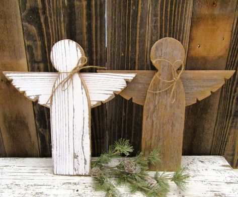 Rustic Angel, Hanging Angel, Rustic Christmas Decor, Handmade Gift, Angel Decor, Holiday Decorations,  Sold Individually, A201 by tatteredgrace on Etsy Fence Picket Christmas Crafts, Christmas Angels To Make, Wooden Angels, Angel Diy, Christmas Decor Handmade, Rustic Wood Projects, Christmas Angel Crafts, Fence Wood, Rustic Christmas Decor