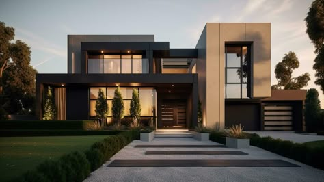 Modern House Images, Cute Modern Houses, Dream House Exterior Modern Beautiful, Glass House Design Modern, Modern Mansion Exterior, Transitional Modern Home, Modern Luxury House, Modern Luxury Villa, House Structure Design