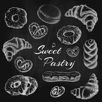 Pastry Chalkboard Art, Black Pastries, Shop Menu Design, Retro Branding, Bakery Goods, Blackboard Art, Cafe Bakery, Chalk Wall, Bakery Menu