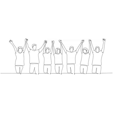 continuous line drawing A group of people holding hands, hands raised. Line drawing vector illustration. People Holding Hands Drawing, Hands Holding Drawing, Friends Holding Hands, Holding Hands Drawing, Hand Outline, People Holding Hands, 50th Bday, Stick Figure Drawing, A Group Of People